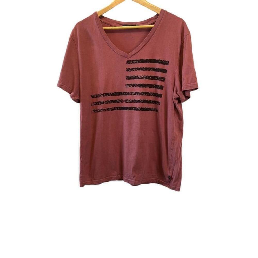 WILLIAM RAST Graphic Print Short Sleeve V Neck Tee Shirt L